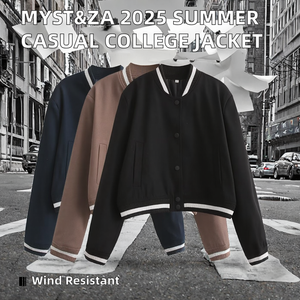 Blouson bomber court pour femme, style universitaire, décontracté, streetwear, fermeture éclair, Birlag Sports - Product Image 2