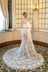 8289 Vestaglia da <span class=keywords><strong>Sposa</strong></span> Lunga Elegante e <span class=keywords><strong>Sexy</strong></span> in Pizzo per Addio al Nubilato e Matrimonio - Product Image 4