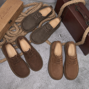 Zapatos de Cuero Casuales de Negocios para Hombre, Nuevos Modelos 2026 Y 38-44, Zapatos de Punta Redonda a la Moda con Suela Gruesa de Cuero Genuino Vintage - Product Image 1
