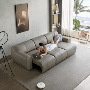 Cama Retráctil Inteligente de Cuero Gris, Multiusos, para Sala de Estar, Cama Individual Retráctil Petite K302 - Product Image 1