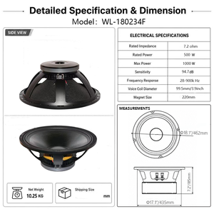 Haut-parleur de basses professionnel de 18 pouces 800W RMS avec bobine vocale de 100mm, puissant pour sonorisation de scène et clubs DJ - Product Image 3