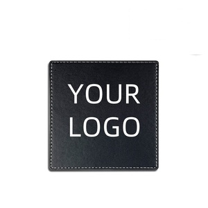 Simple Black Leather Coasters Heatproof Drink Pads Dining Round Non-Slip Mat for Kitchen Coffee Table Housewarming Gifts