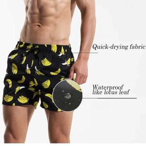 Traje de baño corto deportivo negro de secado rápido impermeable OEM ODM Banana-Printed trajes de baño para hombres ropa de playa para hombres-patrón sólido - Product Image 1