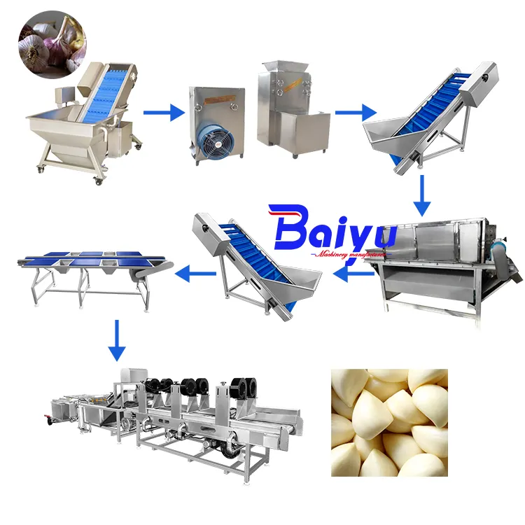 Baiyu automático de buena calidad de ajo en polvo que hace la máquina de pelar la línea de producción