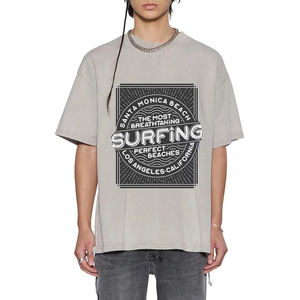 Custom Logo 220gsm 100% Cotton Summer <b>Men's</b> Oversized Heavyweight Short Sleeve Graphic <b>Silk</b> Screen Printed T-<b>Shirt</b> - Product Image 1