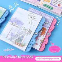 Abschließbares Cartoon-Passwortbuch für Kinder & Schüler Knopfdesign Tagebuch-Typ Geschenk-Journal Notizbuch