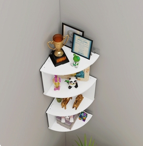 Estantería de esquina moderna para sala de estar, estante de almacenamiento de múltiples capas, esquina de partición semicircular montada en la pared Triangular - Product Image 3