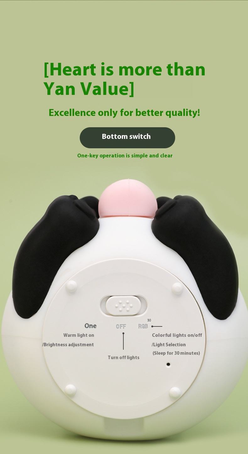 Premium Cute Panda Design Silicone LED Night Light for Bedroom DIY ABS Silicone Flower Cushion with Sensor Control