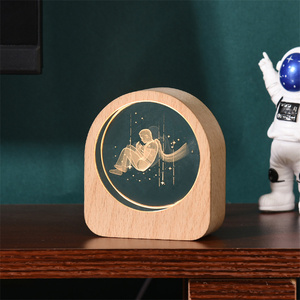 Nuova sfera di cristallo trasparente bianco stellato 3D laser angelo luce notturna luminosa lampada da tavolo led per decorazione camera da letto di San Valentino - Product Image 5