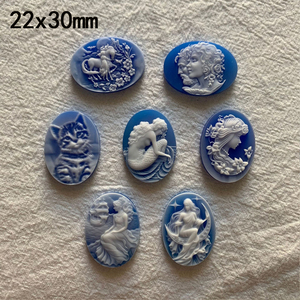 27x35mm Blaue Ovale Achat-Onyx-Kameen Großhandel Geschnitzte Figuren & Tiermotive Lose Cabochons für DIY Anhänger <span class=keywords><strong>Ring</strong></span> Ohrring Brosche Herstellung - Product Image 5
