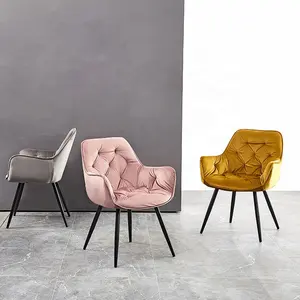 Conjunto de silla de comedor de terciopelo nórdico, sillas de comedor modernas de lujo para restaurante