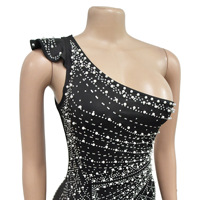 GX6818 Nouvelle Collection 2026 – Robe Longue de Soirée Sexy à Épaule Unique et Strass pour Clubbing