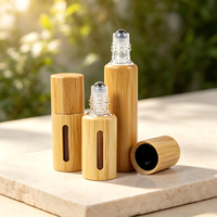 Botol Roller Bambu 3ml 5ml 10ml Isi Ulang, Botol Sampel Parfum Minyak Esensial, Wadah Cairan Kosmetik Perjalanan dengan Bagian Dalam Kaca