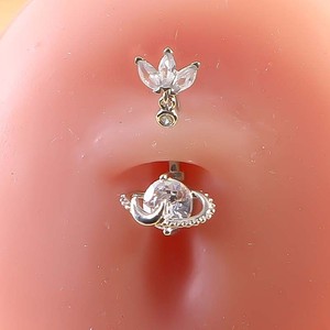 CRYSPURE Tendance Longue Pendentif <span class=keywords><strong>Gland</strong></span> 14g Acier Inoxydable Anneau de Nombril Femme Zircon Lotus Aile d'Ange Bijoux de <span class=keywords><strong>Piercing</strong></span> Ventre Vente en Gros OEM - Product Image 6