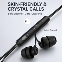 Écouteurs intra-auriculaires filaires pour le sommeil, isolation et annulation du bruit |   Interface Type-C |   Gel de silicone TPE pour un ajustement confortable |   Cordon de 1,2 m |   Usine