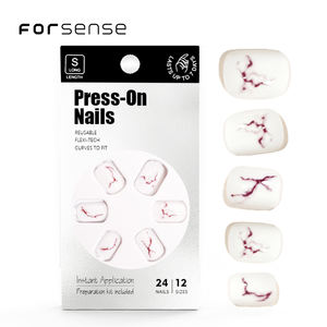 Jolie presse sur les <span class=keywords><strong>ongles</strong></span> pour les femmes de marque privée faux <span class=keywords><strong>ongles</strong></span> courts carrés en marbre <span class=keywords><strong>rouge</strong></span> uni ombre spray couleur vin porter des bouts d'<span class=keywords><strong>ongles</strong></span> - Product Image 4