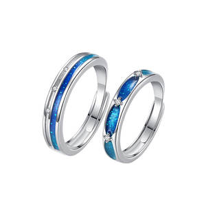 925 Sterling Silver Cincin Pasangan Pria Wanita, Janji Dapat Disesuaikan Zirkonia Kubik Enamel - Product Image 4