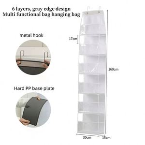 Door Hanging Organizer with 4&6-<b>Shelf</b> <b>Wall</b> <b>Mount</b> Fabric Cloth Storage for Handbags & Sundries Clear Pockets Hanging Storage - Product Image 5