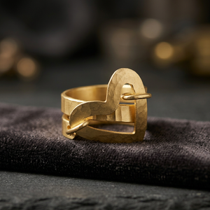Vintage Handmade Gold Heart <b>Ring</b> for Women | Unique Open Heart Design | <b>Adjustable</b> Brass/Gold-Plated Statement Jewelry - Product Image 3