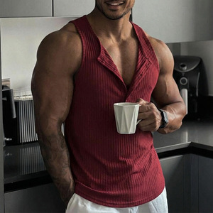 Chaleco Casual sin Mangas con Cuello en V para Hombre, Estilo Euroamericano, Verano 2026, Nuevo y Popular, Camiseta Deportiva para Fitness - Product Image 3