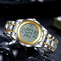 Montre numérique lumineuse étanche 3 ATM la plus vendue, style minimaliste professionnel, bracelet en alliage d'acier inoxydable pour homme