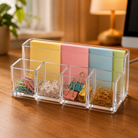 Boîte de rangement de bureau en acrylique Calic, transparente, pour notes autocollantes, pinces à papier, taille personnalisée, OEM, vente en gros