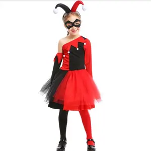 Costume d'halloween pour enfant, Clown Joker, Costume de Clown décoiffé, robe fantaisie