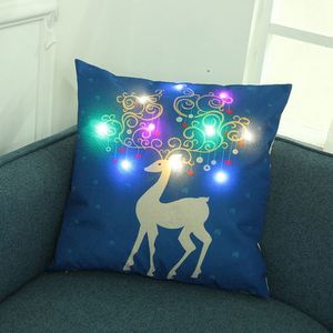 Light up X 45 Cm Linen <b>Christmas</b> Home Decor Sofa <b>Throw</b> Cushion Led Pillow Case Cover - Product Image 1