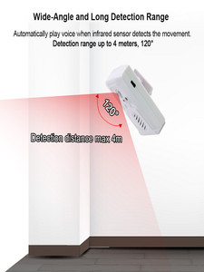 Indoor Recordable <strong>Audio</strong> Sound Mp3 Player Pir Infrared Motion Activated Voice For Store Doorbell - Product Image 3