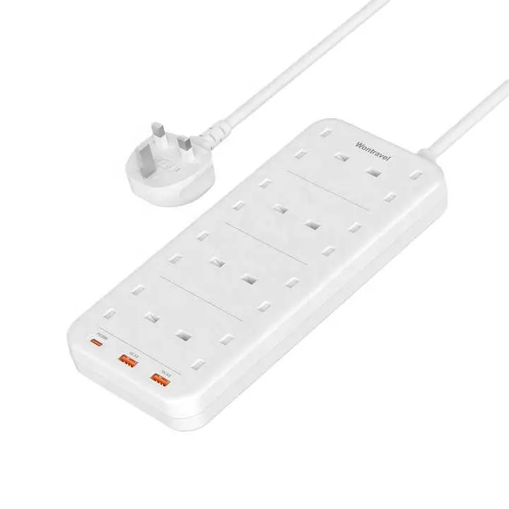 Universal UK Standard Surge Protector Wall Mount New Power Strip With USB Charging Ports 8 Way Outlet Extension Plug Socket