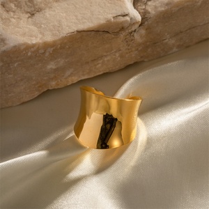 Custom 18k Gold Plated Blank <b>Ring</b> Stainless Steel Chunky <b>Rings</b> Jewelry - Product Image 5