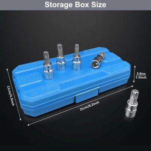 13pcs Perangkat Perkakas Rumah Tangga Baja Vanadium 1/4'' 3/8 dan 1/2'' Drive T8-T70 Set Soket Bit Torx - Product Image 5