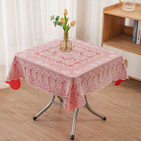Nappe en PVC gaufré or, motif floral carré, imperméable, antidérapante, imprimée, personnalisable, avec bordure en dentelle, pour usage domestique moderne
