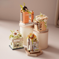 Blocs de construction floraux romantiques, maison florale en verre transparent, ensemble de construction de boutique miniature, vente en gros OEM