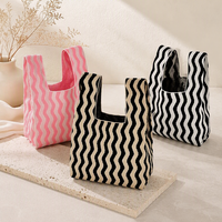 Sac à main mini tendance JOYSUN pour femme, sac fourre-tout mignon en tricot, mini sac à poignet noué, sac en tricot écologique