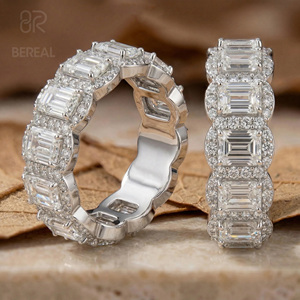 IGI Certified CVD Vvs Lab Grown Diamond Wedding <b>Ring</b> Custom 925 <b>Silver</b> <b>Emerald</b> HPHT Lab Created Diamond <b>Ring</b> Fine Women Jewelry - Product Image 1