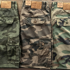 Pantalones Cortos Cargo de Camuflaje Personalizados para Hombre, Cintura Media, Cierre de Botones, Cordón Ajustable, Estilo Urbano, 100% Algodón Canvas, Ropa de Trabajo, Venta al por Mayor OEM TKAN7736 - Product Image 1