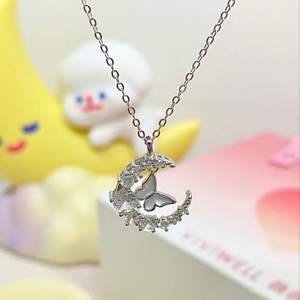 Nueva llegada redes sociales color dorado elegante desgaste luz idea delicado collar en forma de mariposa para mujeres venta al por mayor ajuste Favor - Product Image 5