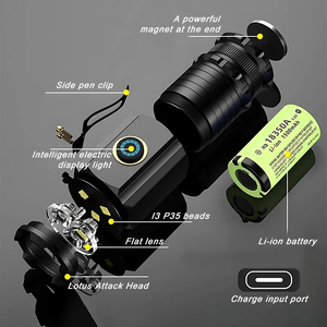 Mini lampe torche LED puissante, super lumineuse, en aluminium, rechargeable, étanche, pour la randonnée, le camping, avec aimant - Product Image 3
