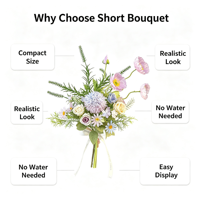 Petites fleurs artificielles en soie, style frais et raffiné, type chrysanthème boule et rose Yu Meiren, pour accessoires de photographie et décoration, bouquet simulé