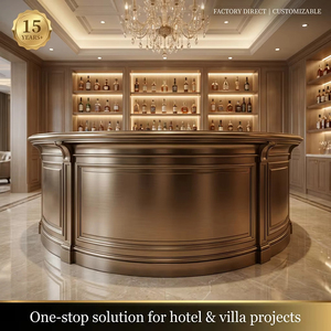 Bancone <span class=keywords><strong>Bar</strong></span> Circolare in Bronzo su Misura, Scrivania Reception Moderna in Metallo per Location di Lusso - Produttore con 15 Anni di Esperienza - Product Image 1