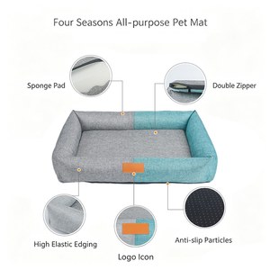 <span class=keywords><strong>Lit</strong></span> pour chien respirant en tissu semblable au lin avec logo personnalisé, lavable toute saison, avec fond antidérapant - Product Image 3