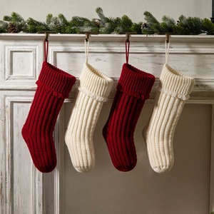 <span class=keywords><strong>Chaussettes</strong></span> de Noël tricotées personnalisées et en gros avec bordure à volants - Product Image 3