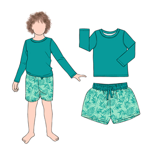 <span class=keywords><strong>Costume</strong></span> <span class=keywords><strong>da</strong></span> <span class=keywords><strong>Bagno</strong></span> per Bambini 2 Pezzi, Maniche Lunghe, Top Tinta Unita <span class=keywords><strong>con</strong></span> Pantaloncini Stampati, Comodo e Alla Moda per l'Estate - Product Image 5