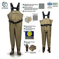 Waders de pêche en nylon haute densité 210D enduits de PVC, imperméables, avec bottes en PVC intégrées pour adultes