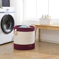 Panier à linge en corde de coton rouge, grand panier de rangement pliable, paniers tissés avec poignées durables, personnalisables