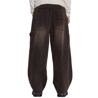 Jeans baggy de menuisier marron vintage pantalon en denim à boucle de marteau pour hommes pantalon à double genou jeans délavés