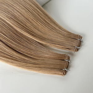 Cabello humano europeo cutícula intacta Remy Super doble dibujado cálido luz <span class=keywords><strong>Castaño</strong></span> marrón genio trama extensiones humanas 50g trama - Product Image 2