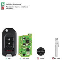 Clé télécommande filaire Xhorse XKHO02EN VVDI pour Hon-da Flip 2+1 boutons