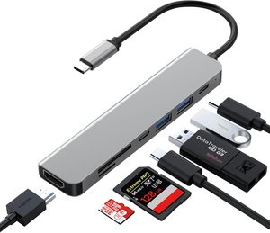Adaptateur multiport <span class=keywords><strong>USB</strong></span> C SYONG 7-en-1, station d'accueil 4K30Hz HDTV <span class=keywords><strong>USB</strong></span> 3.0/2.0 Type C SD/TF PD100W, charge <span class=keywords><strong>MacBook</strong></span> iPad iPhone - Product Image 1